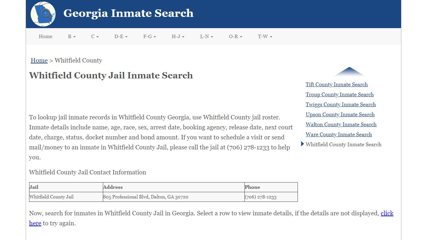 Whitfield County Jail Inmate Search